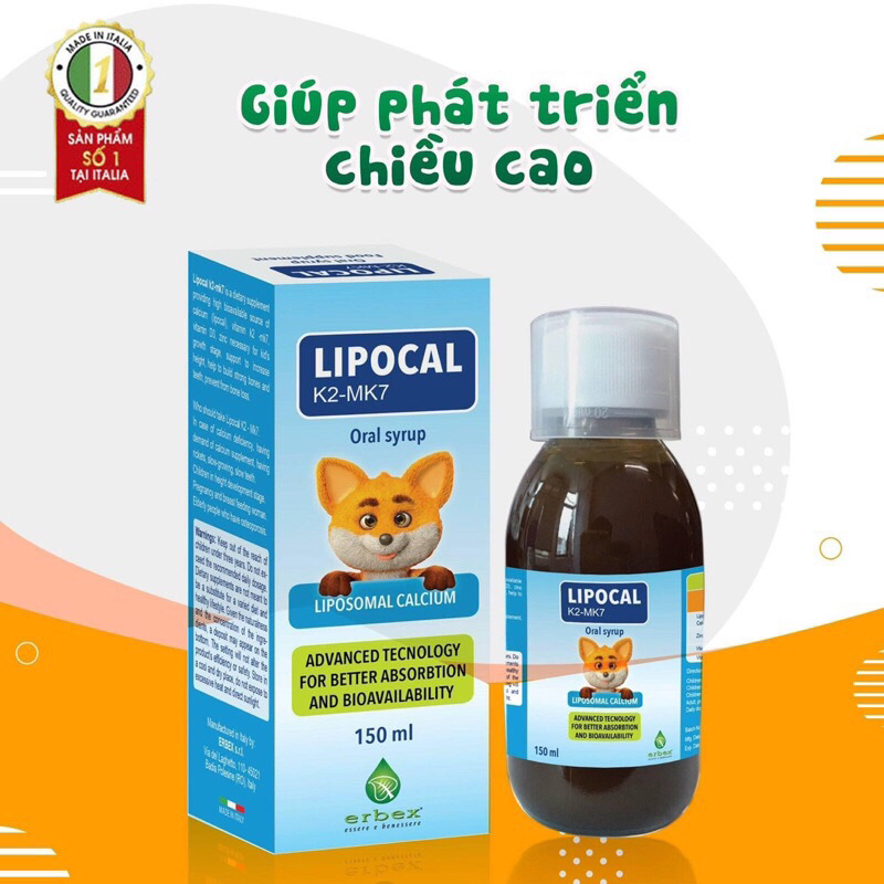 LIPOCAL canxi sinh học bổ sung canxi phòng còi xương cho bé giúp phát triển chiều cao ,chắc xương hấp thụ nhanh
