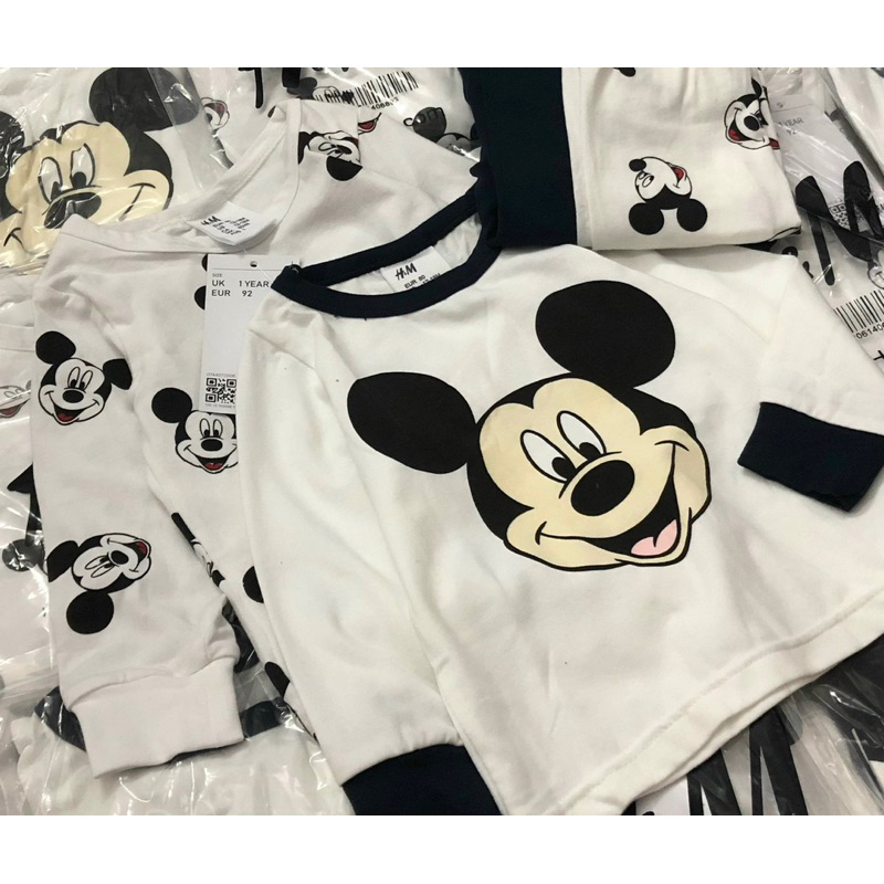 Set 2 bộ dài hoạ tiết Mickey đen trắng cho bé trai size từ 10-22 cân