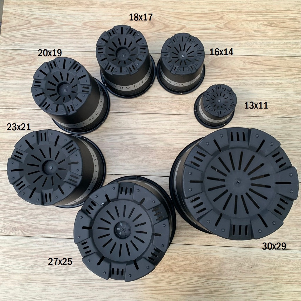 Chậu nhựa trồng cây Vietpot, mã 32, màu đen trơn, không kèm đĩa, chính hãng, trồng hoa kiểng, để bàn, ban công, sân vườn