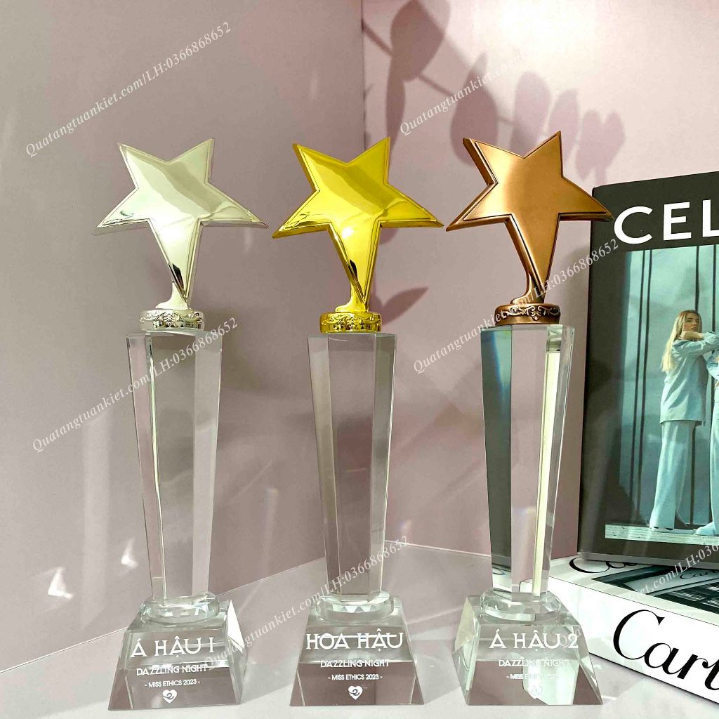 Cúp Pha Lê Sao Đơn Mạ Vàng