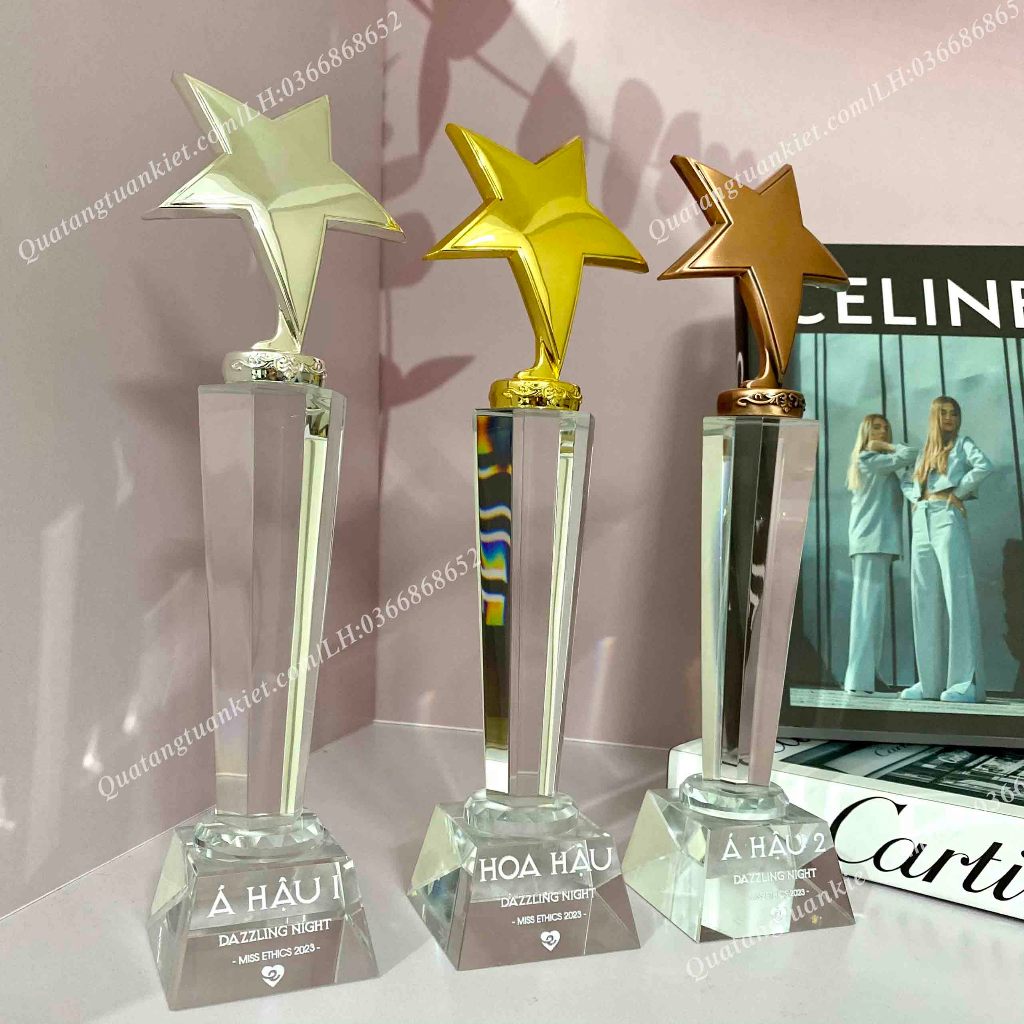 Cúp Pha Lê Sao Đơn Mạ Vàng