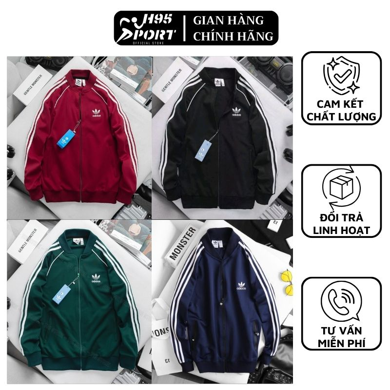 Áo Khoác Bomber Adidas Full tag Thêu Logo Chất Poly Co Giãn 4C
