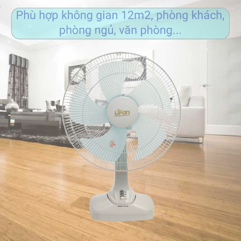 Quạt bàn Lifan B-378 sải cánh 400mm dây đồng hoạt động êm ái