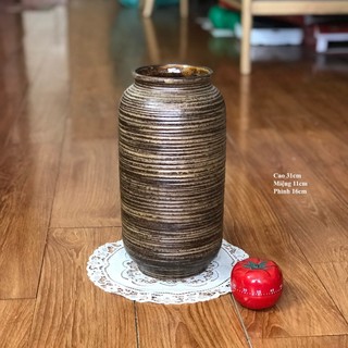 Bình hoa lọ hoa gốm bát tràng trơn size vừa gqa144, bình gốm lọ gốm tcbd04