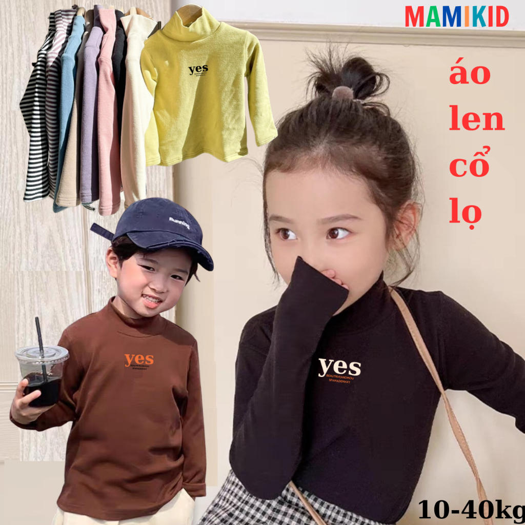 Áo Len Cổ Lọ Cho Bé 10-40kg, Áo Cổ Cao Giữ Nhiệt Len mềm, Siêu Co Giãn CHỮ YES sang chảnh