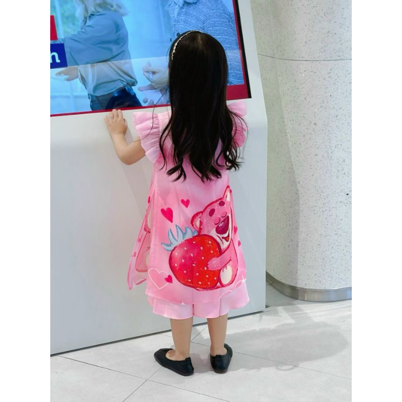 ÁO DÀI TẾT GẤU DÂU DỄ THƯƠNG NGỌT NGÀO VOAN TƠ CÁCH TÂN BÉ GÁI HAIVANCO 10 đến 40 kg mềm mại và thoáng mát hoa văn đẹp