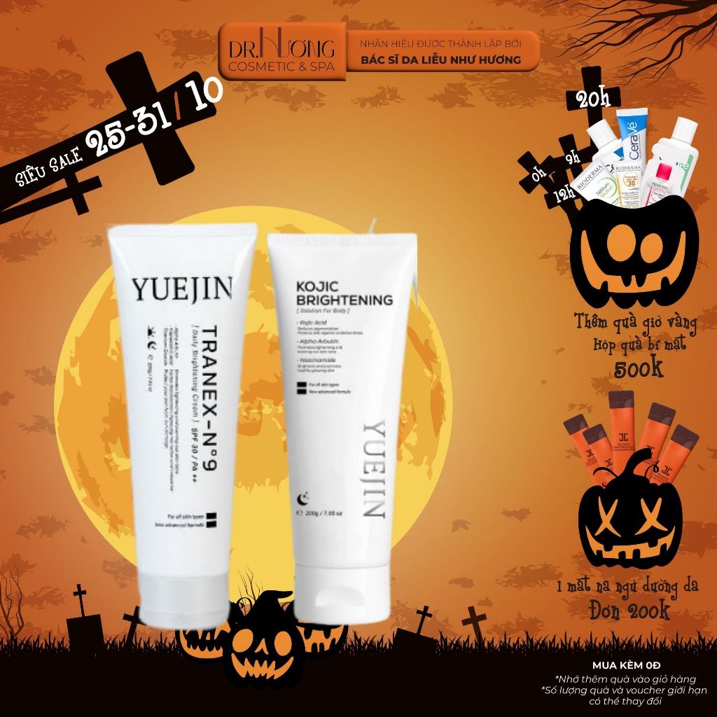 Kem dưỡng trắng da Body Tranex-NO9, Kem ủ trắng da toàn thân Body Kojic Brightening Yuejin