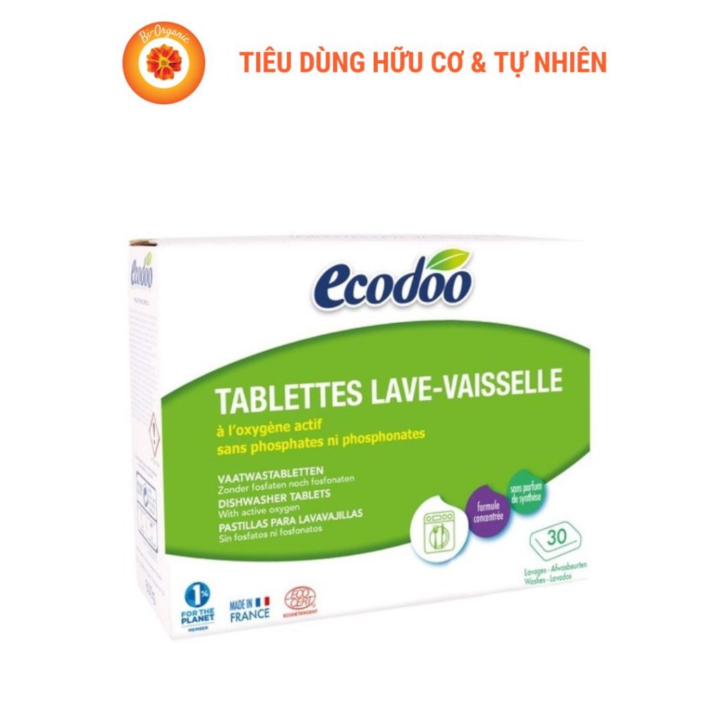 Viên rửa bát sinh học dùng cho máy rửa bát 30 viên Ecodoo