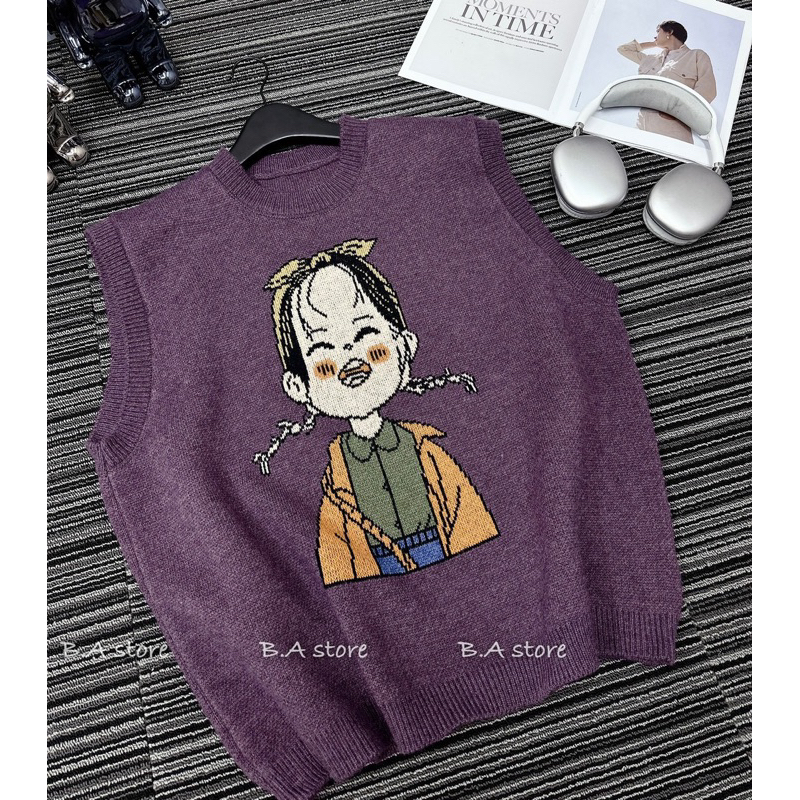 Áo gile len hình cô gái hàng qc