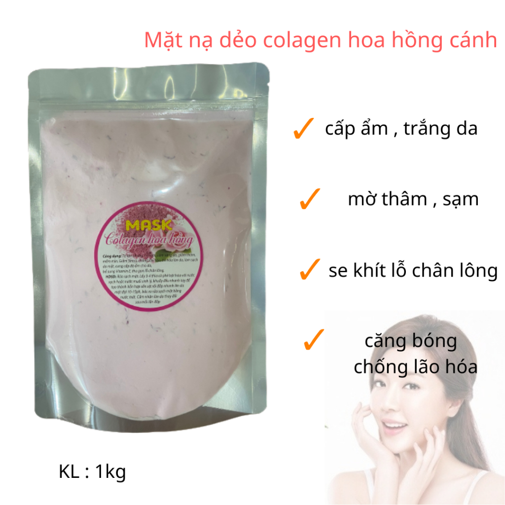 Bột Mặt Nạ Collagen Hoa Hồng Tươi Cao Cấp Cho Spa