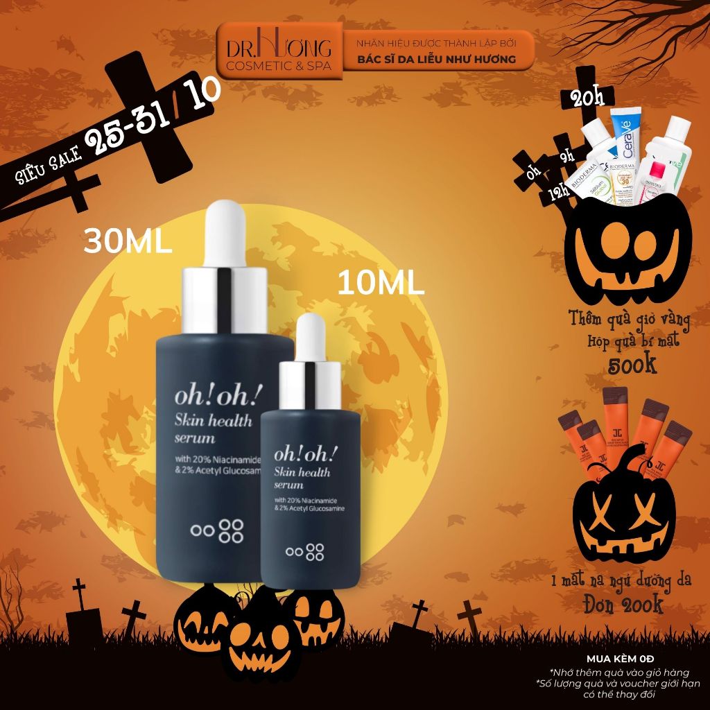 Serum Oh! Oh! Niacinamide 20% dưỡng sáng da, giảm thâm nám, thu nhỏ lỗ chân lông Ohoh Skin Health 100ml 30ml