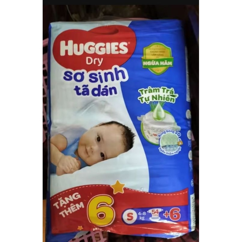 Tã dán sơ sinh Huggies NB70+6/ S 54 +6 Trà tràm tự nhiên