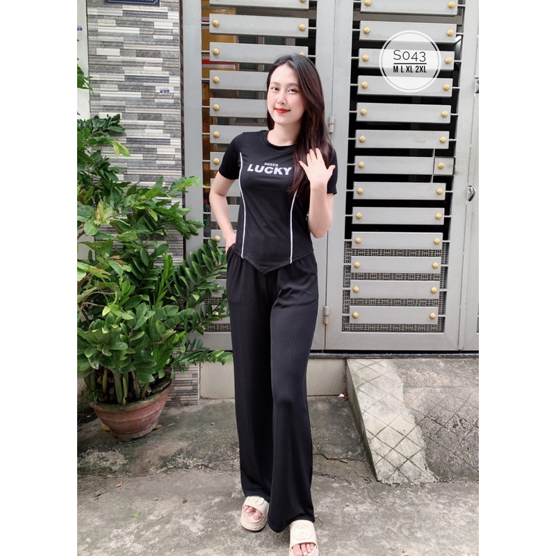 Bộ thun gân form suông in chữ bigsiz 40-100kg S043