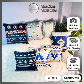 Gối Sofa Họa Tiết Thổ Cẩm, Gối Tựa Lưng Sofa Cho Nhà Cửa, Homestay Phong Cách Nhã Nhặn, Kích Thước 45x45cm, KENHOME