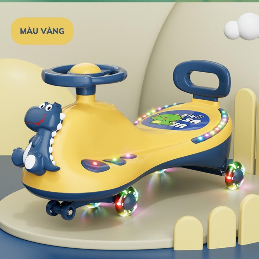 Xe lắc khủng long 619 có nhạc có đèn cho bé yêu