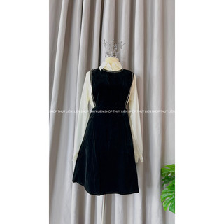 Đầm nhung đen áo sơ si rời size 45-50kg
