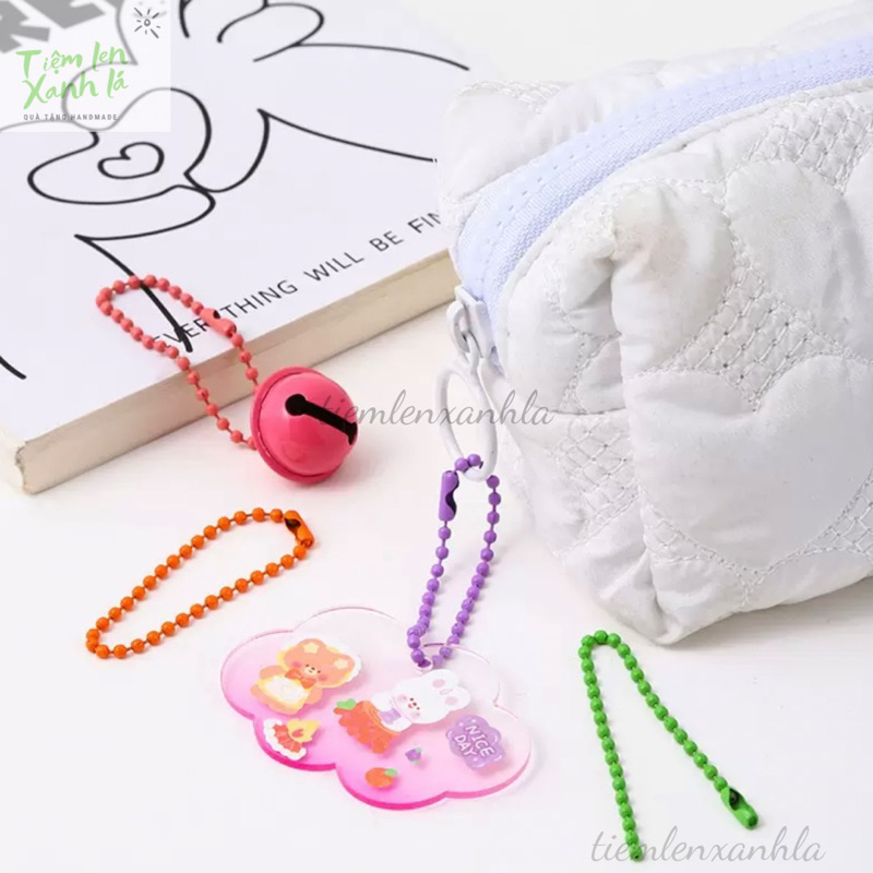 Set 20/50/100 dây bi 10cm màu sắc pastel làm móc khoá