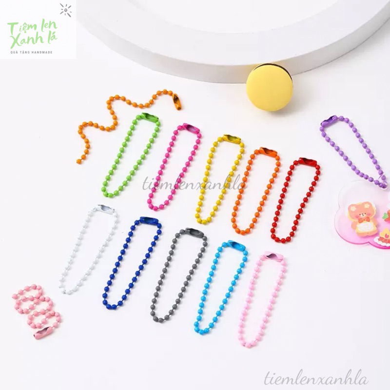 Set 20/50/100 dây bi 10cm màu sắc pastel làm móc khoá