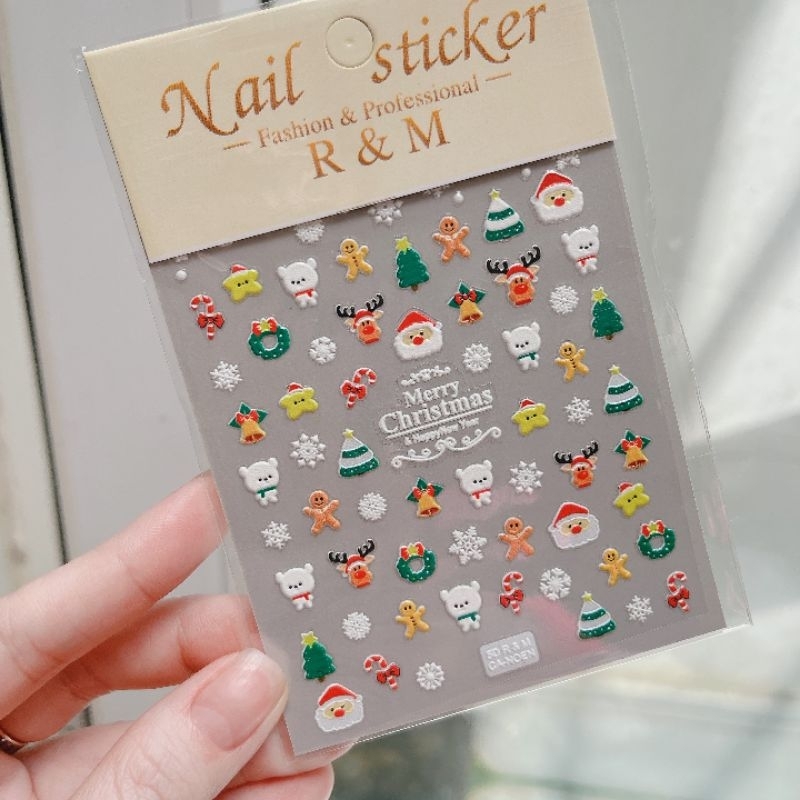 Sticker 5D dán móng trang trí nail mẫu Noel mới nhất