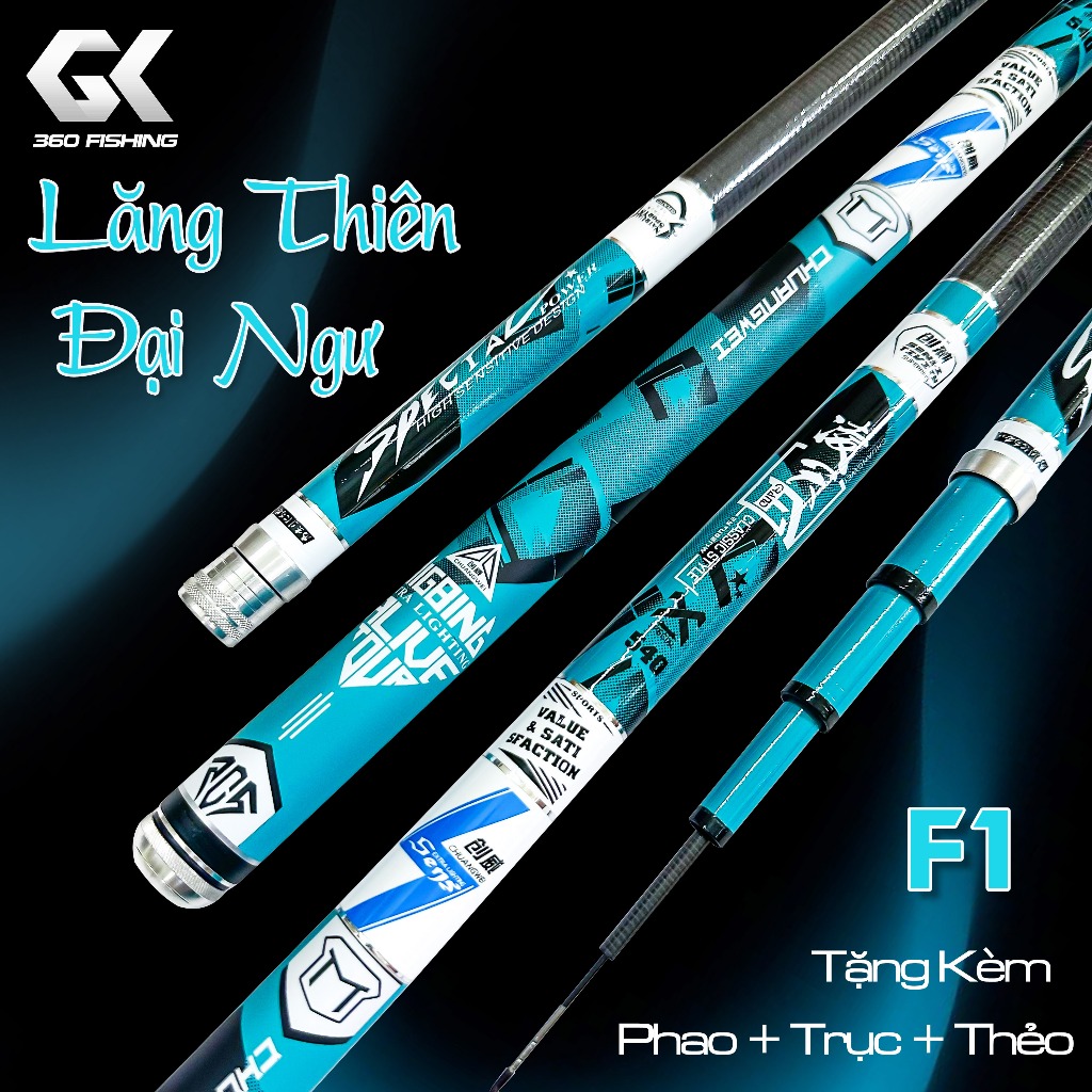 Cần Câu Tay Lăng Thiên Đại Ngư F1 Cần Câu Đài Carbon Tặng Kèm Ngọn Phụ