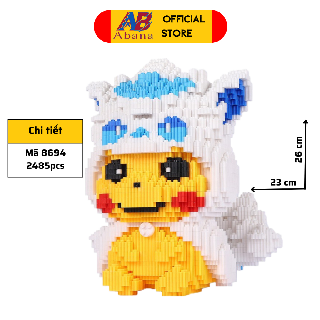 Đồ Chơi LEGO PIKACHU, Mô Hình Lắp Ghép Pikachu Lân 28CM Abana Giúp Tăng Sự Sáng Tạo, Giải Trí, Decor Đẹp