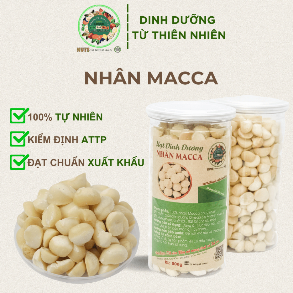 Hạt Macca Vỡ TA Healthy Food  - Nhân hạt Macca Vỡ Sấy Sạch Giàu Dinh Dưỡng Không Dầu, An Toàn Cho Sứ