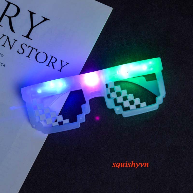 Kính thuglife phát sáng, kính thuglite 6 chấm, 3 chấm độc đáo kính đèn led kính nobita kính thầy bói