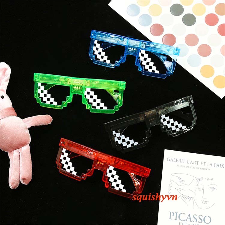 Kính thuglife phát sáng, kính thuglite 6 chấm, 3 chấm độc đáo kính đèn led kính nobita kính thầy bói