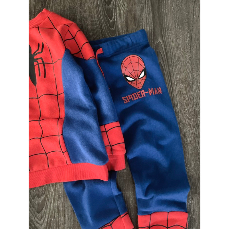 Bộ nỉ thu đông bé trai siêu nhân Nhện xanh đỏ