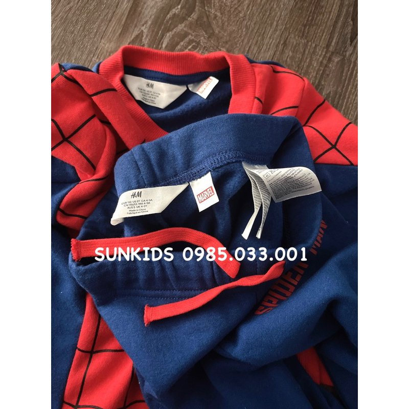 Bộ nỉ thu đông bé trai siêu nhân Nhện xanh đỏ