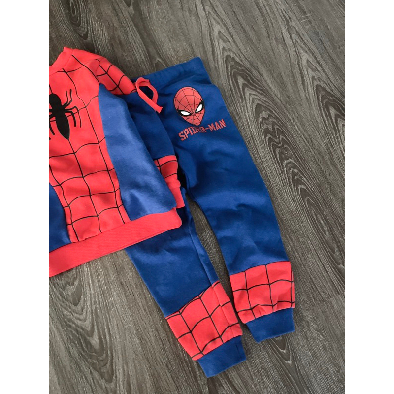 Bộ nỉ thu đông bé trai siêu nhân Nhện xanh đỏ