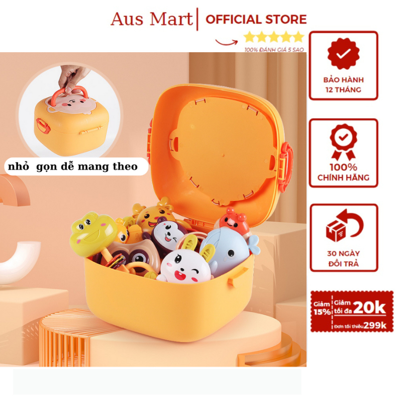 Bộ Gặm Nướu 9 Chi Tiết Kèm Hộp Chất Liệu Cao Cấp Tiệt Trùng An Toàn Bộ Đồ Chơi Xúc Xắc Lục Lạc Cho Bé Ngứa Lợi