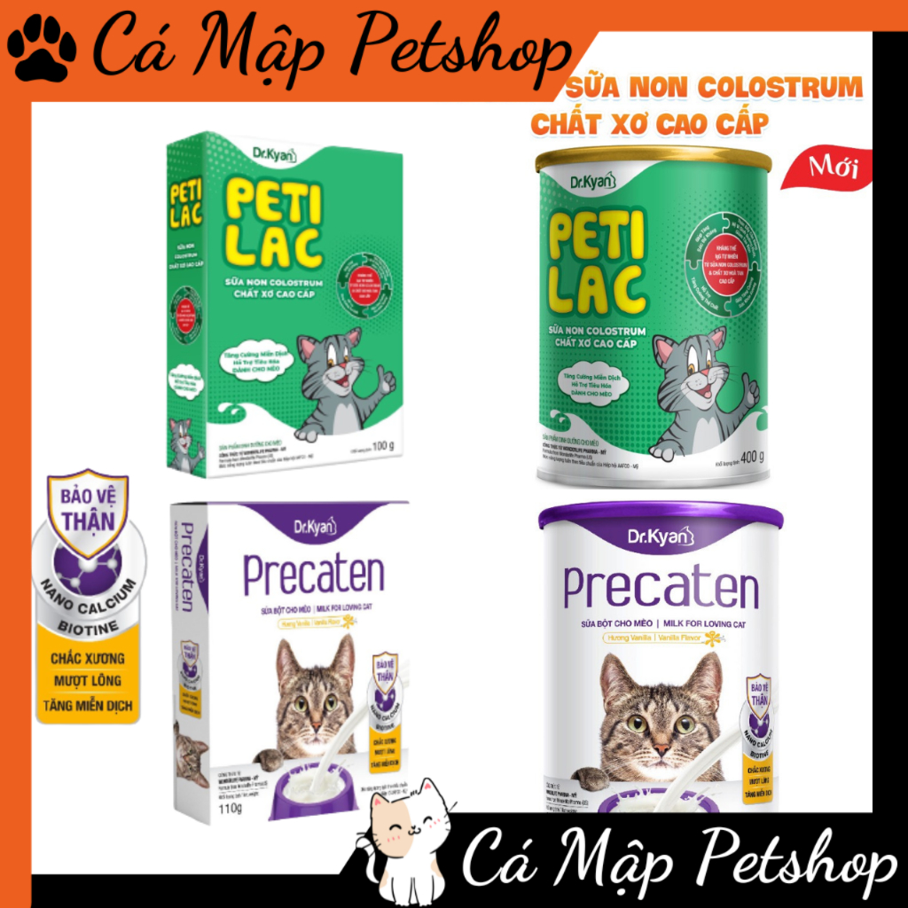 Sữa cho mèo Precaten, Sữa cho mèo PetiLac bổ sung sữa non Colostrum & Chất xơ
