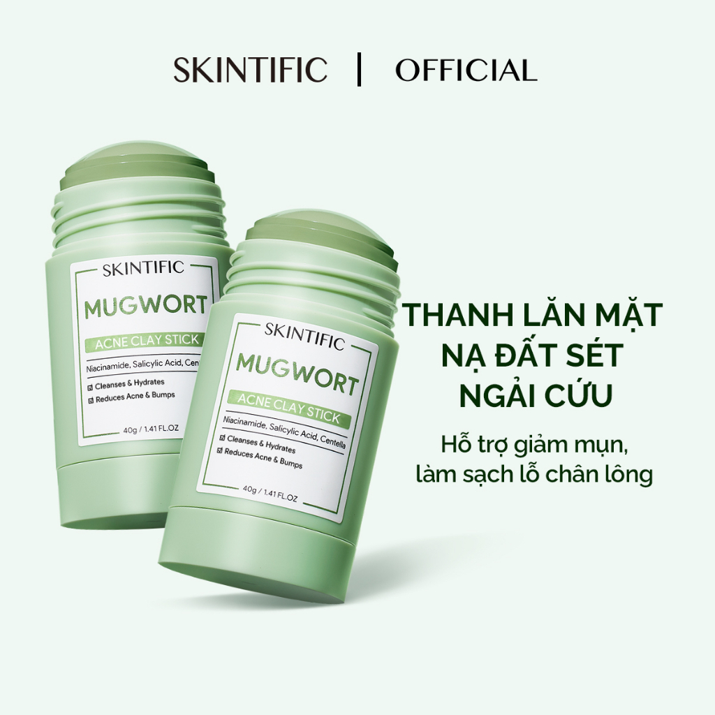 Thanh Lăn Mặt Nạ Đất Sét Skintific Ngải Cứu Giảm Mụn 40g Acne Clay Stick - Miss Xinh