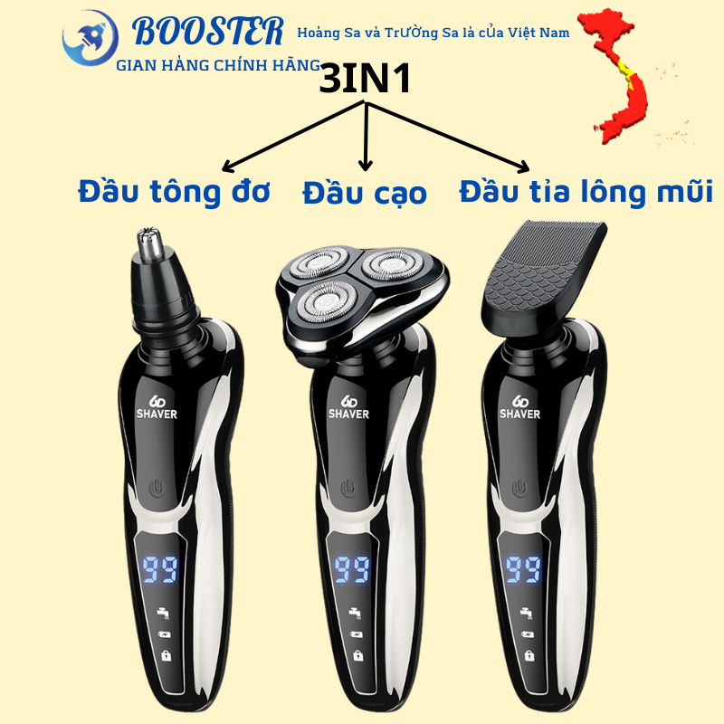 Máy cạo râu đa năng 3in1 cao cấp chống nước chuẩn IPX7