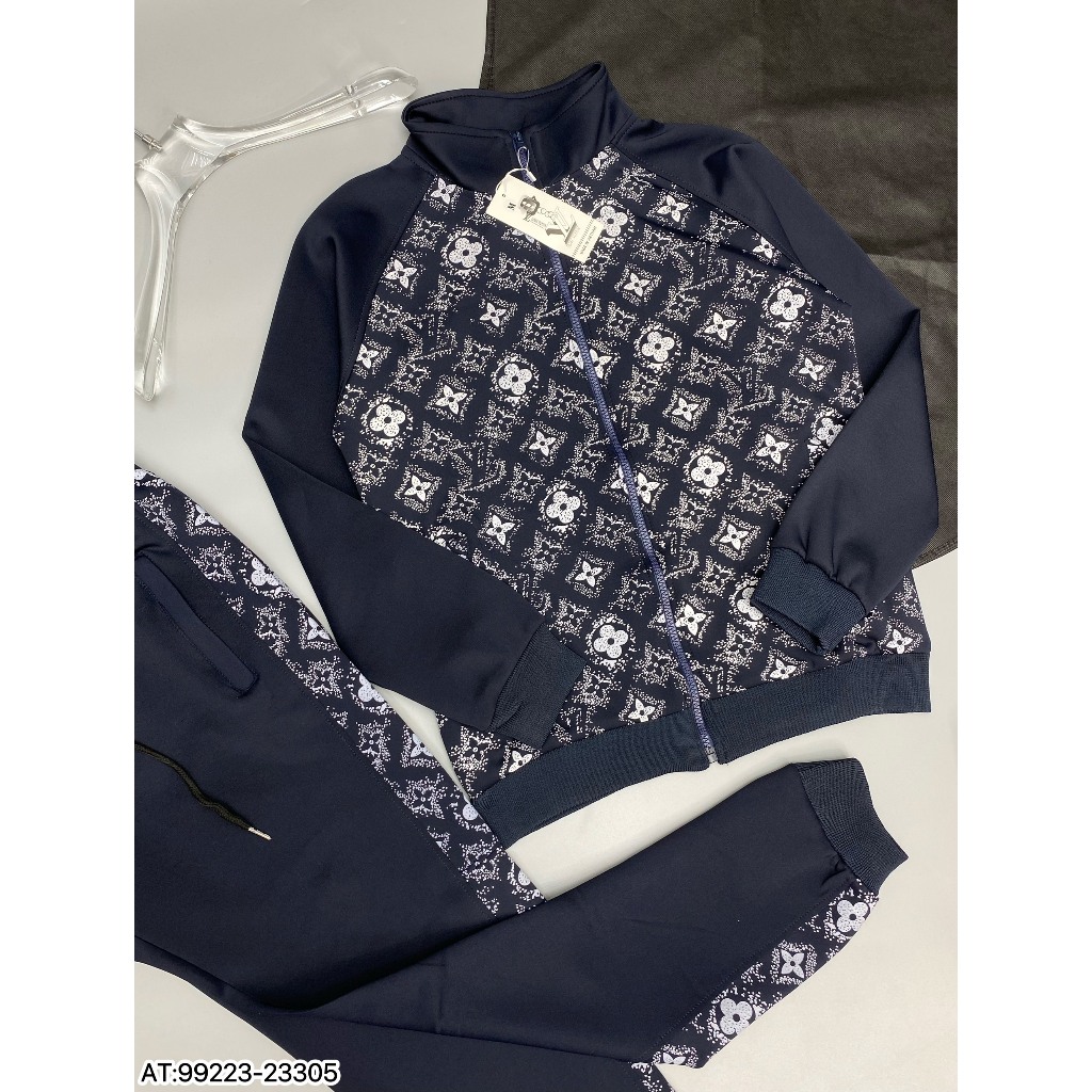 Bộ Khoác Nỉ LV nam thêu hoa văn họa tiết vân chìm new 2023