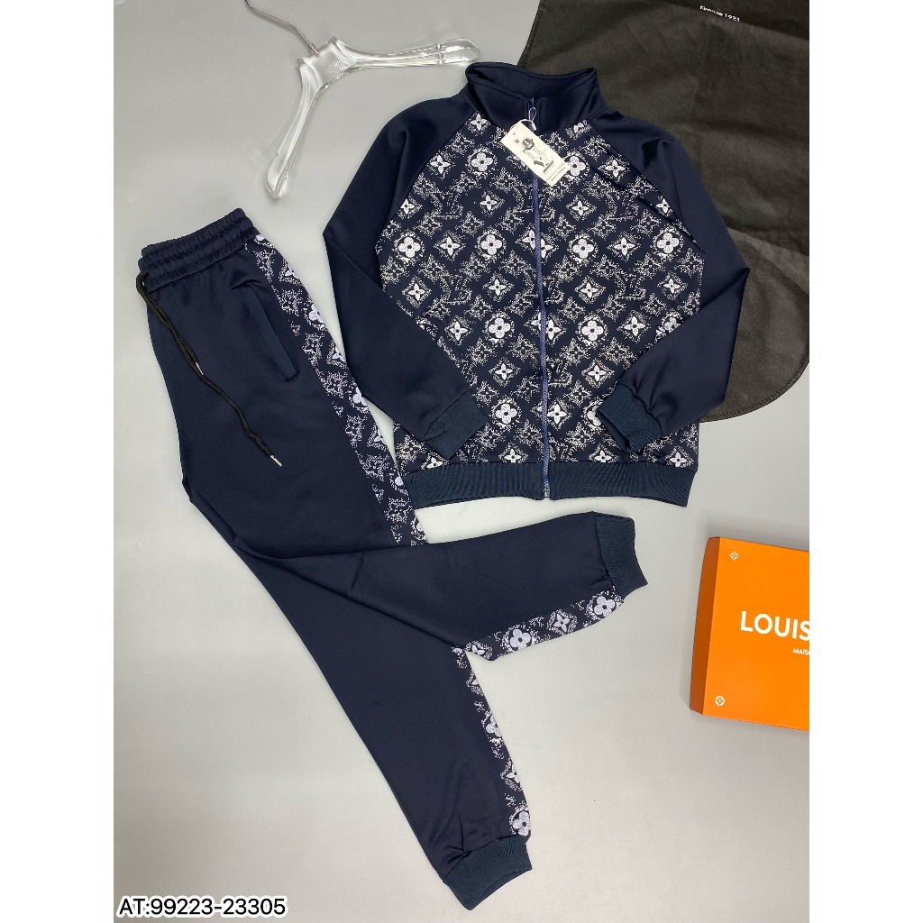 Bộ Khoác Nỉ LV nam thêu hoa văn họa tiết vân chìm new 2023