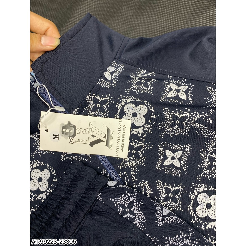 Bộ Khoác Nỉ LV nam thêu hoa văn họa tiết vân chìm new 2023