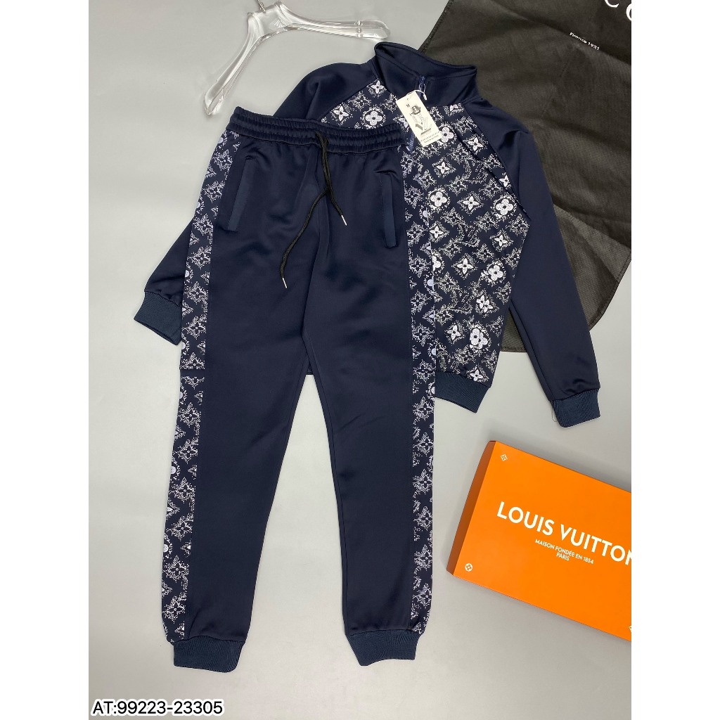 Bộ Khoác Nỉ LV nam thêu hoa văn họa tiết vân chìm new 2023