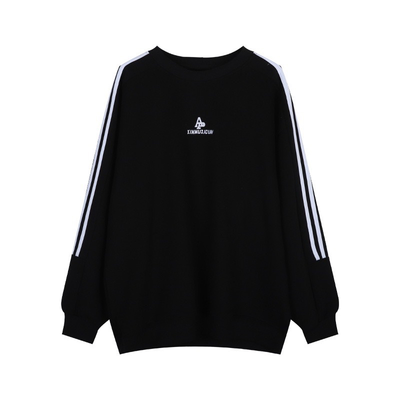 Áo sweater dài tay cổ tròn 3 sọc chạy dọc tay xinmuzicun