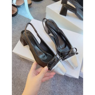 Giày nơ hở got 5 phân mũi bạc
