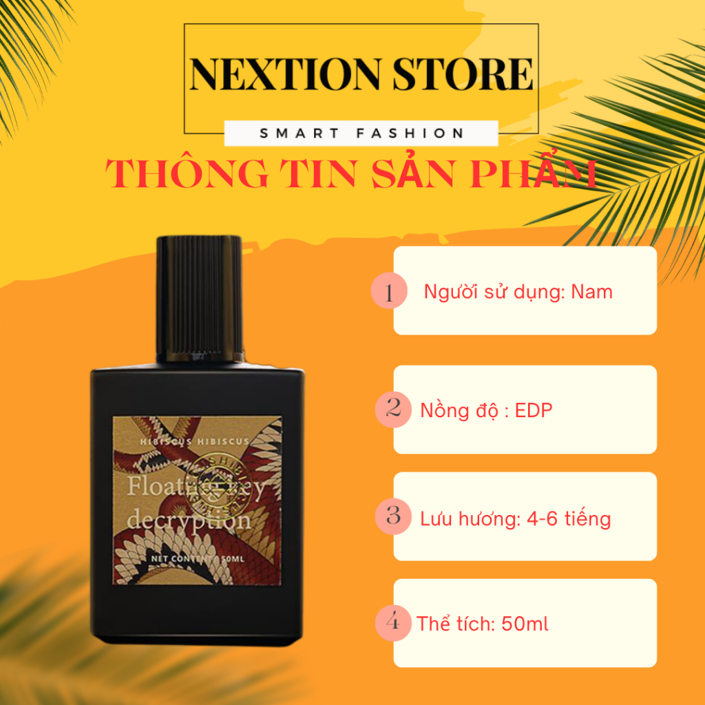 Nước hoa nam cao cấp thơm lâu HIBSCUS 50ml hương thơm nam tính mạnh mẽ.