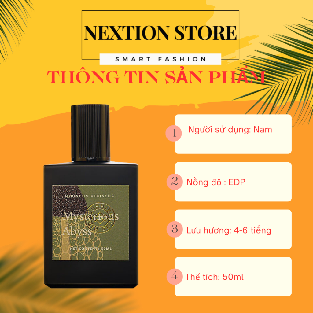 Nước hoa nam cao cấp thơm lâu HIBSCUS 50ml hương thơm nam tính mạnh mẽ.