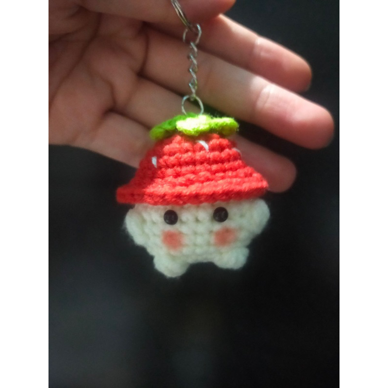 Móc khoá len bé nấm đội mũ siêu đáng yêu