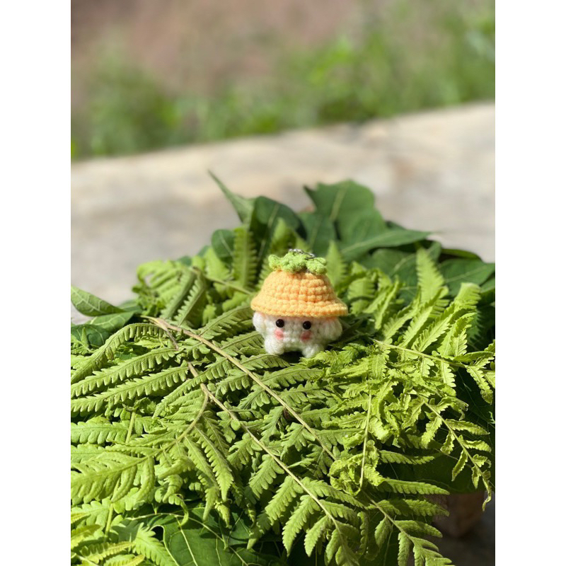 Móc khoá len bé nấm đội mũ siêu đáng yêu