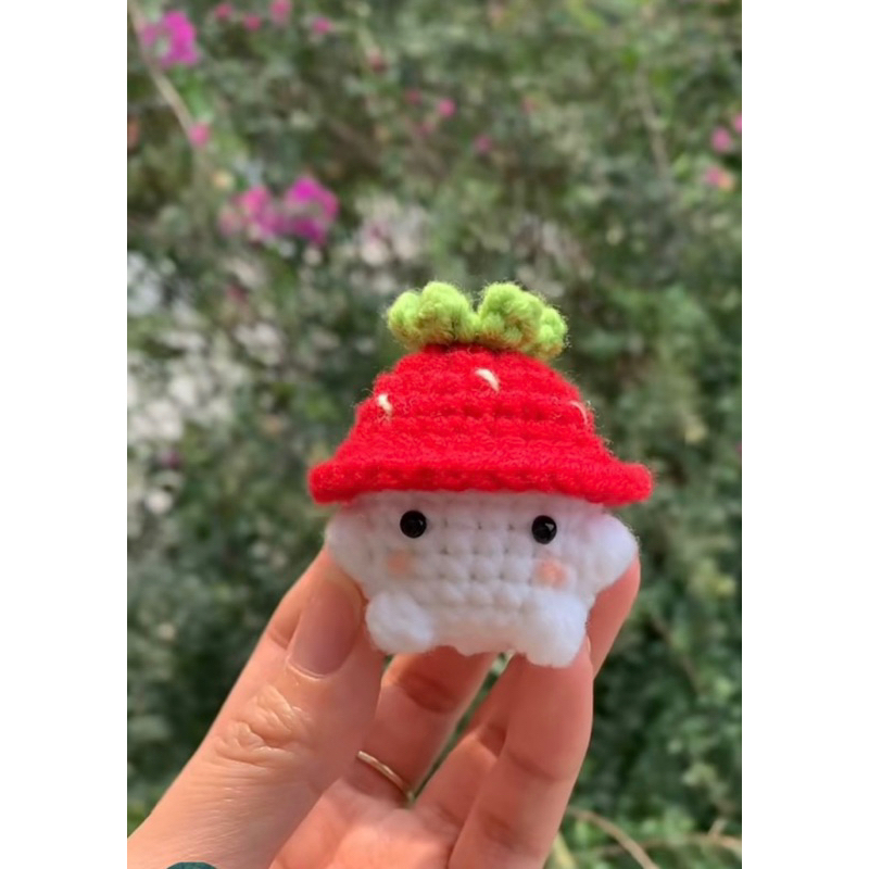 Móc khoá len bé nấm đội mũ siêu đáng yêu