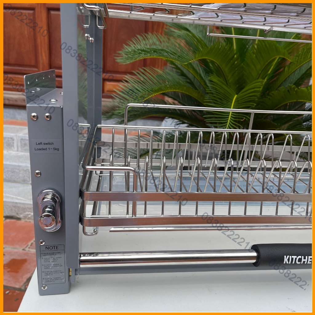 Kệ Chén Đĩa Nâng Hạ, Giá Bát Nâng Hạ KitchenGO Inox304 Cao Cấp - Bảo Hành Chính Hãng