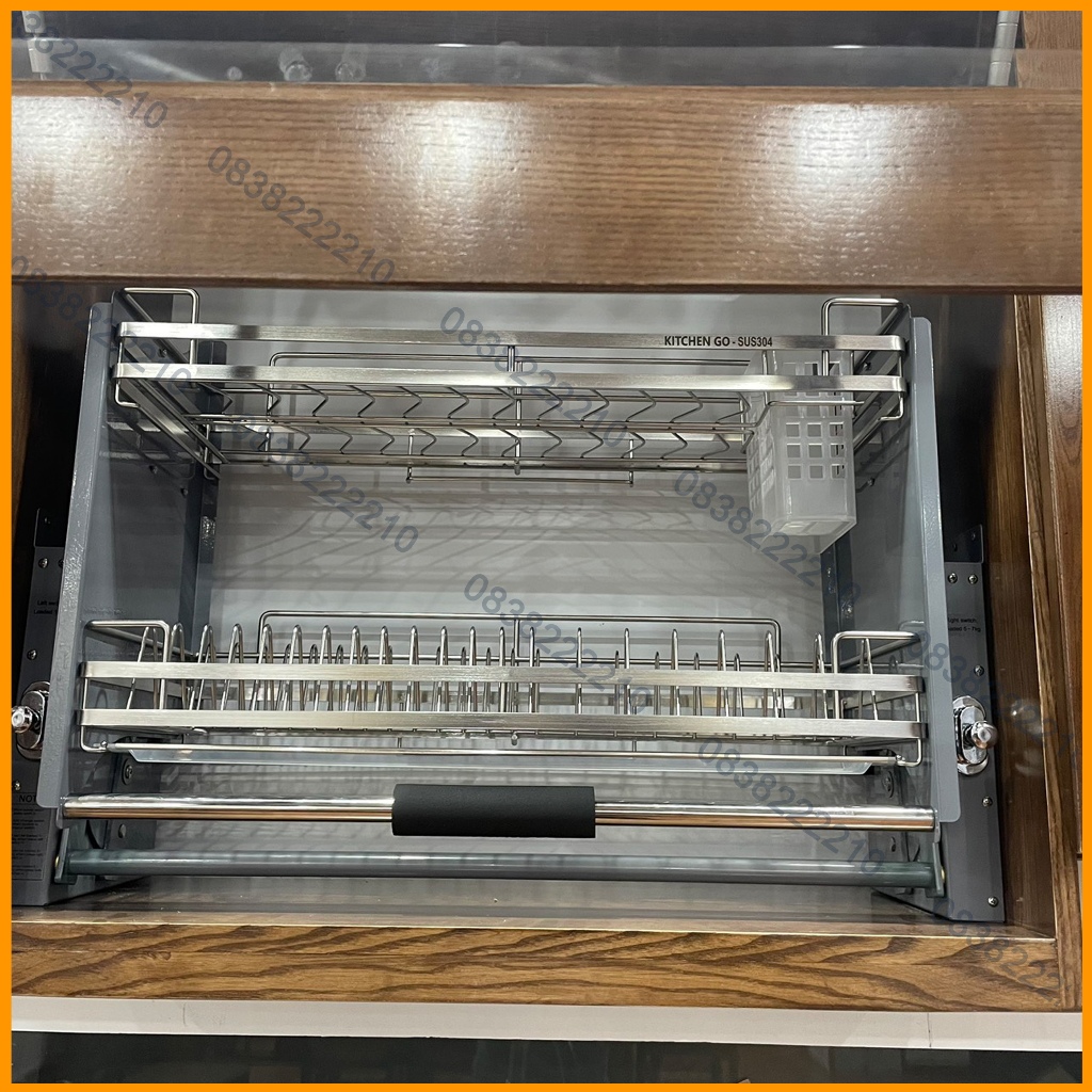 Kệ Chén Đĩa Nâng Hạ, Giá Bát Nâng Hạ KitchenGO Inox304 Cao Cấp - Bảo Hành Chính Hãng
