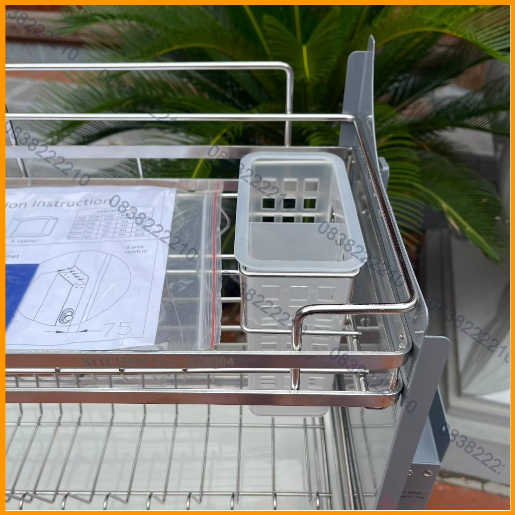 Kệ Chén Đĩa Nâng Hạ, Giá Bát Nâng Hạ KitchenGO Inox304 Cao Cấp - Bảo Hành Chính Hãng