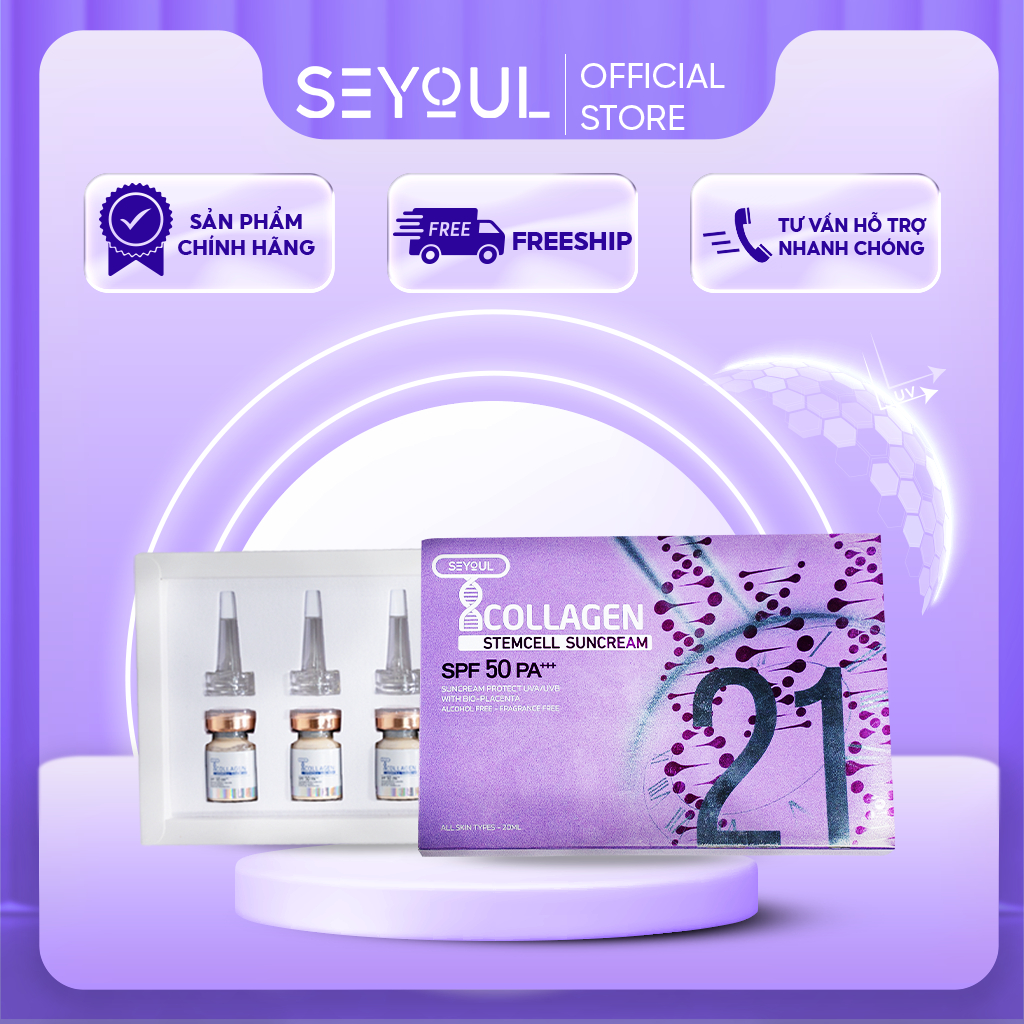 Serum Chống Nắng Tế Bào Gốc T-Collagen 21 giờ SEYOUL nâng tone cho mọi loại da - Công nghệ Hàn Quốc